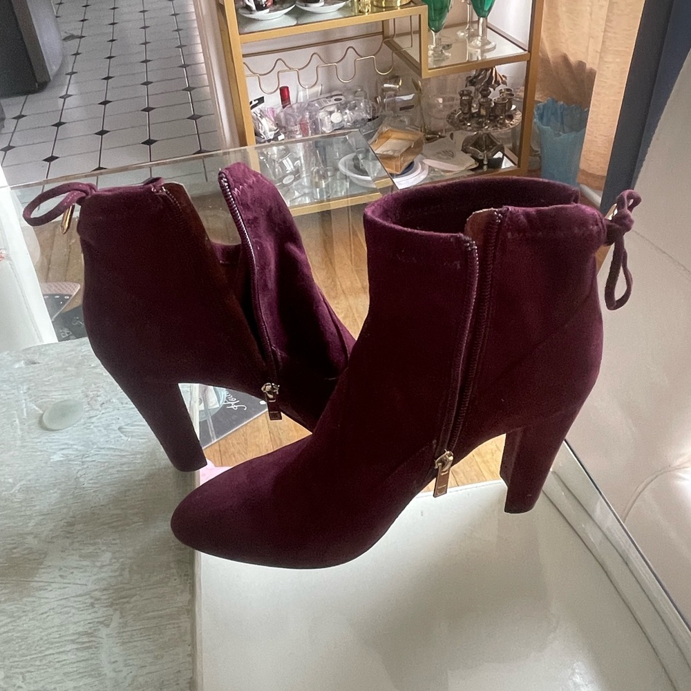 Ivanka Trump burgundy suede boots